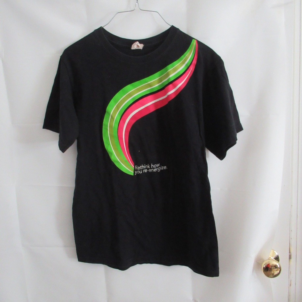Starbucks Refreshers T-Shirt Mens Small Black Promo Graphic Tee Anvil Cotton